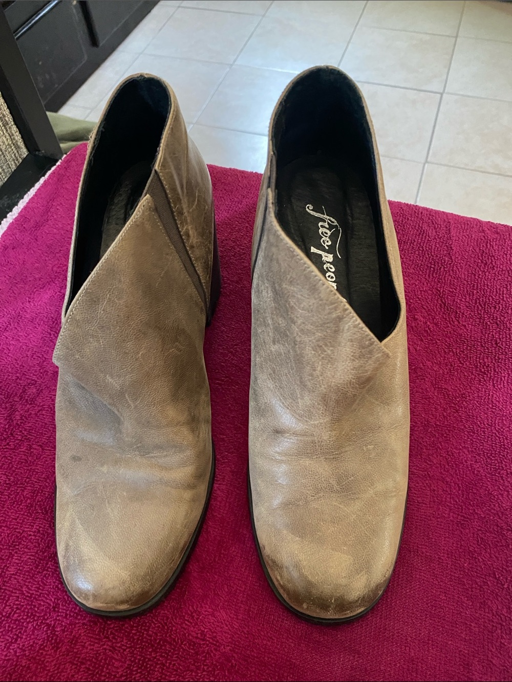 Free People Taupe Asymmetric Ankle Booties